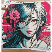 TOILE COTON 25X30CM : MODELE FILLE MANGA