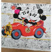 TOILE COTON 25X30CM : MODELE FILLE MICKEY VINTAGE