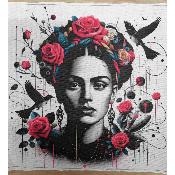 TOILE COTON 34X34CM : FRIDA