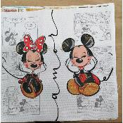 TOILE COTON 34X34CM : MODELE MINI ET MICKEY ASSIS